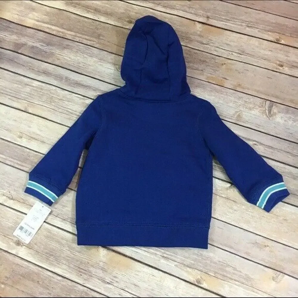 Carter's Boys Hoodie Size 6 Months Blue Handsome Dept. Pocket Pullover NEW